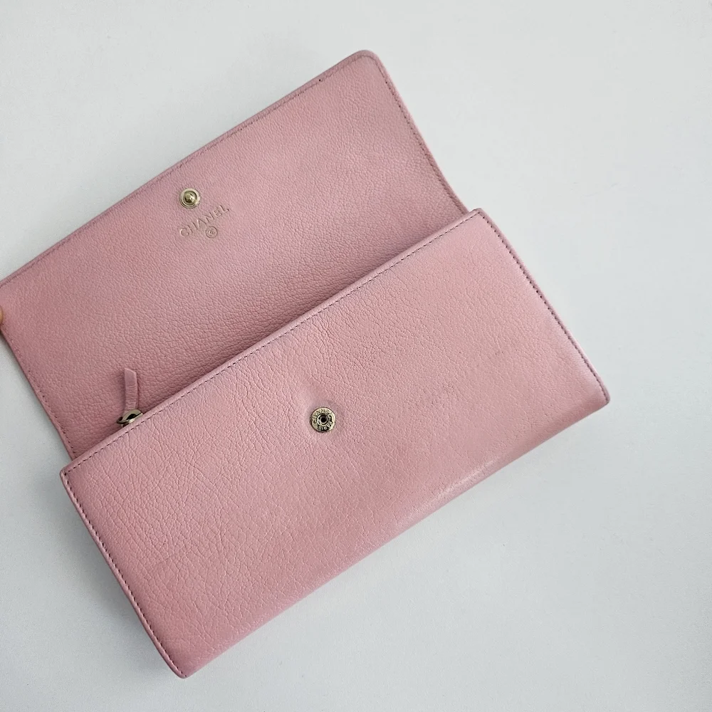 Chanel Pink Calfskin Long Wallet